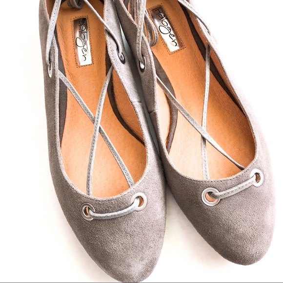 Halogen Nella Ghillie Flats in Gray Kidsuede - Picture 5 of 8